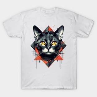 Geometric Cat Funny Abstract Cat T-Shirt